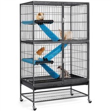Cage Rongeur Cage pour Furets/écureuils/Chinchillas 4 Niveaux Noir 137cm Hauteur