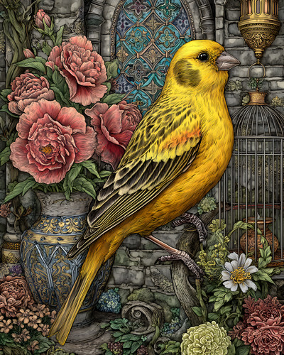 8x10 yellow canary ornate - 8x10,