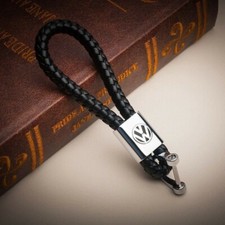 Porte Clé  T-Cross Tiguan T-Roc Golf Passat Phaéton cuir corde tresser