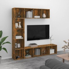 Ensemble Bibliothèque/Meuble TV 3 pcs Chêne Fumé 180x30x180 cm Salon vidaXL
