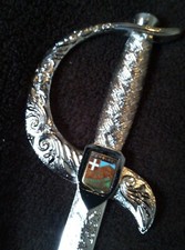 Coupe papier métal, épée, sabre, blason, Combloux  20 cm 