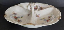Plat serviteur mendiant porcelaine fleurie Limoges début XXème