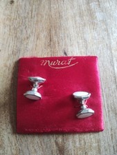 BOUTONS DE MANCHETTE EN NACRE (Et Laiton ?) MURAT Vintage