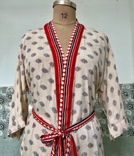 Robe Kimono Longue En Soie Florale Blanche Indienne Pour Femme