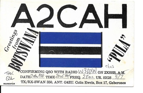Qsl 1970 botswana radio carte - qsl,