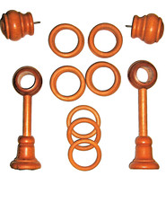 ENSEMBLE SUPPORTS TRINGLE, ANNEAUX,  EMBOUTS POUR TRINGLE  BOIS CLAIR LOT N°1