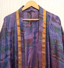 Pure Soie Violet & Marron Kimono Longue Robe Fille Femme Kimono Soie KMO5294