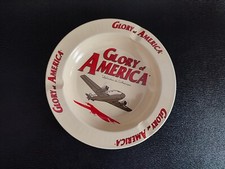 GLORY of AMERICA - Cendrier publicitaire rond métal Avion Aviation Américain USA