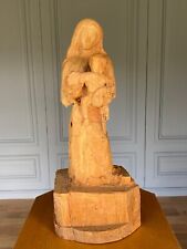 Vierge à l'Enfant bois sculpté dans la masse 1960 atelier d'artiste XXe L1174