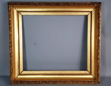 Cadre ancien Barbizon 61x55 cm feuillure 46x40 cm bois stuc doré perlé C628