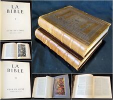 La BIBLE en 2 volumes reliés cuir. Club du Livre. Marseille. 1953.