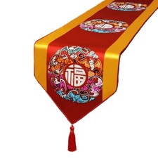 Chemin de Table Chinois Nappe Jacquard Floral Vintage Style Mariage Banquet