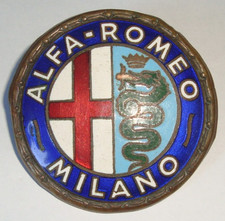 Ancien Vintage Emblème Logo Laiton ALFA-ROMEO MILANO Automobile
