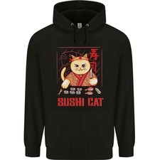 Drôle Sushi Chat Nourriture Poisson Chef Japon Hommes 80% Coton Capuche