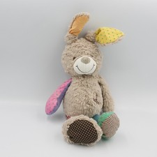 Doudou lapin beige marron jaune rose vert bleu rouge pois NICOTOY - 26702