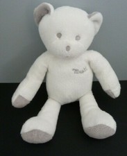 *. DOUDOU PELUCHE MUSTI MUSTELA OURS GRIS BLANC 24cm  EXCELLENT ETAT