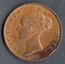 ANGLETERRE UK @ UNITED KINGDOM @ RARE MONNAIE DE 1/2 PENNY DE 1855 @ VICTORIA