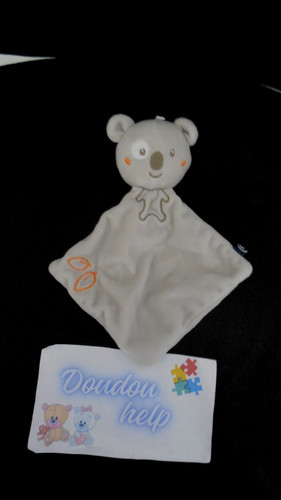 Doudou plat koala gris - koala, feuille