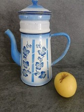 Ancienne Cafetiére en Tôle Emaillée  Bleu Antique  