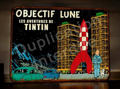 Plaque métal tintin - , fusée