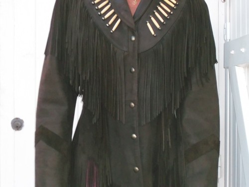 Veste indienne franges cuir - indienne,