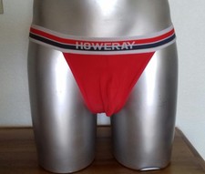 Slip tanga homme rouge taille S microfibre