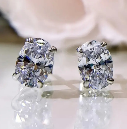 2ct silver lab created oval - lab,