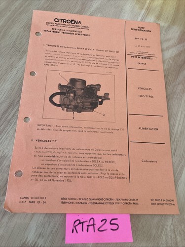 Citroën note technique 1977