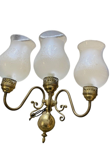 Ancienne applique verre bronze - verre,