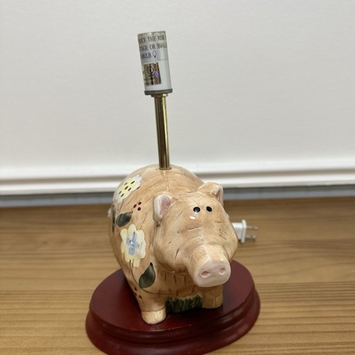 Ceramic pig table lamp floral - ceramic,