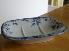 SARREGUEMINES RARE ANCIEN PORTE SAVON EN FAIENCE MODELE CLEMATITE