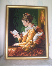 Tableau Tapisserie Canevas La LISEUSE Fragonard encadré 1980