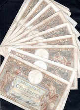 Lot de 10 billets anciens – France – 100 Francs Merson  – Banque de France (c37)