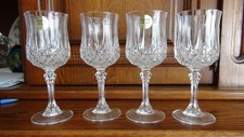 4 VERRES à PIED CRISTAL D'ARQUES LONGCHAMP de 164 mm de haut 17 CL ,