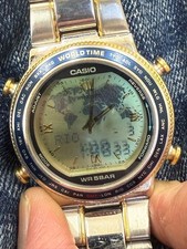 Rare montre vintage Casio Twincept World Time ABX-610 QZ remplacée par pile