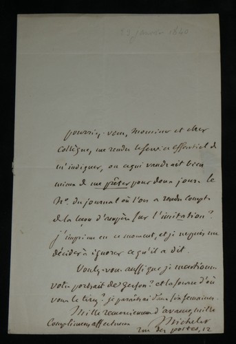 Jules michelet lettre - michelet,