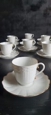Tasse & Soucoupe Porcelaine Cuite au Bois GIRAUD & BROUSSEAU LIMOGES Blanc & Or