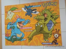 Grand Poster Pokemon Affiche Tyranocif Aligatueur rare manga vintage or argent