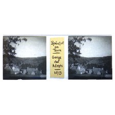 Plaque stéréoscopique verre stéréoscope Rochefort en terre Gorge des Adrets 1913