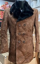 ELLEBI Veste En Cuir Véritable Usagée Homme Taille 46 Marron XYM577L