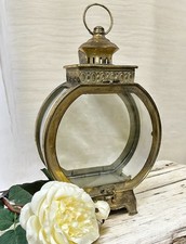 Lanterne Décorative Vintage En Métal Et Verre Ronde Dorée Décoration 35Cm NEU