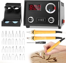 Kit de Pyrogravure double Stylo 60W, 36 pièces, bois, cuir, liege, 0-800°