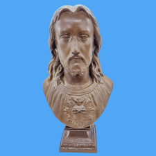 sculpture religieuse christ signé Reberg statue buste décoration dévotion