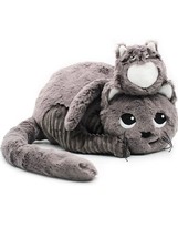 Peluche Miaou Le Chat Maman bébé Toute Douce  idéal Cadeau Naissance Gris  33cm