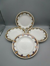 6 assiettes plates art-déco anciennes en faïence de St-Amand