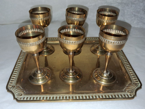 Lot verres liqueur - verres, métal