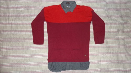 Pull robe tunique rouge - rouge, grise