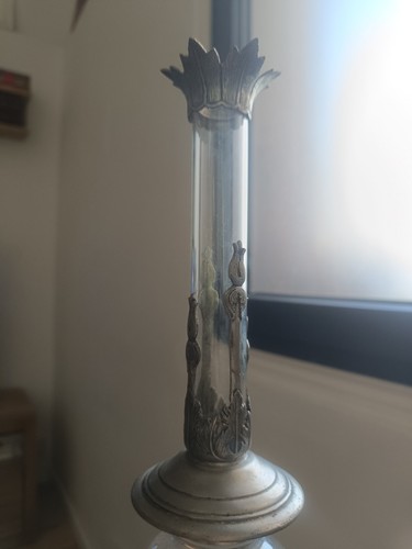Ancien bougeoir verre - /étain,