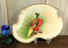 Ancien Plat Plateau Peint Main