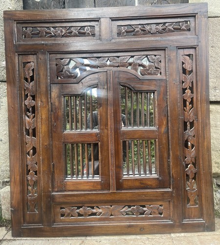 Miroir fenêtre inde bois - miroir, en